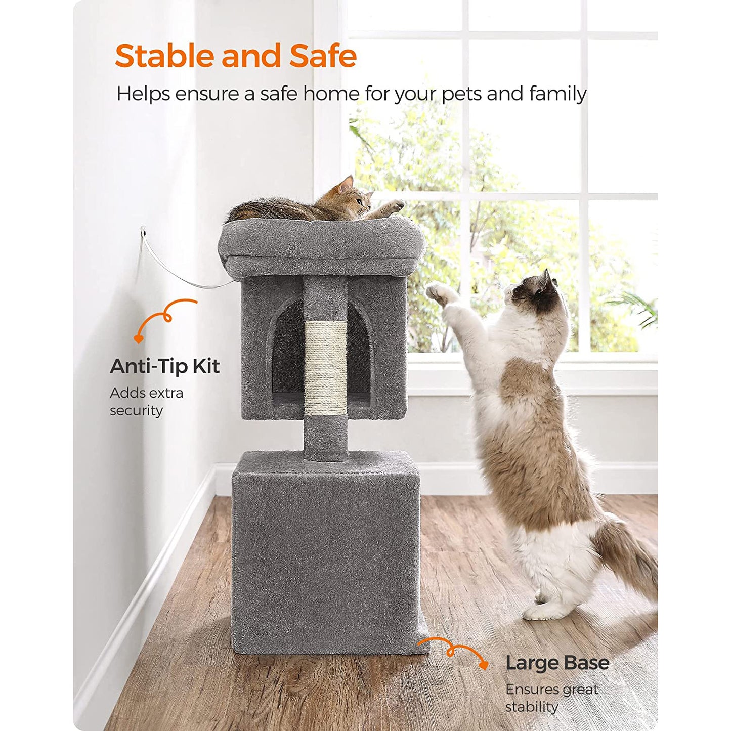 29.1-Inch Cat Tower for Medium Cats up to 11 lb