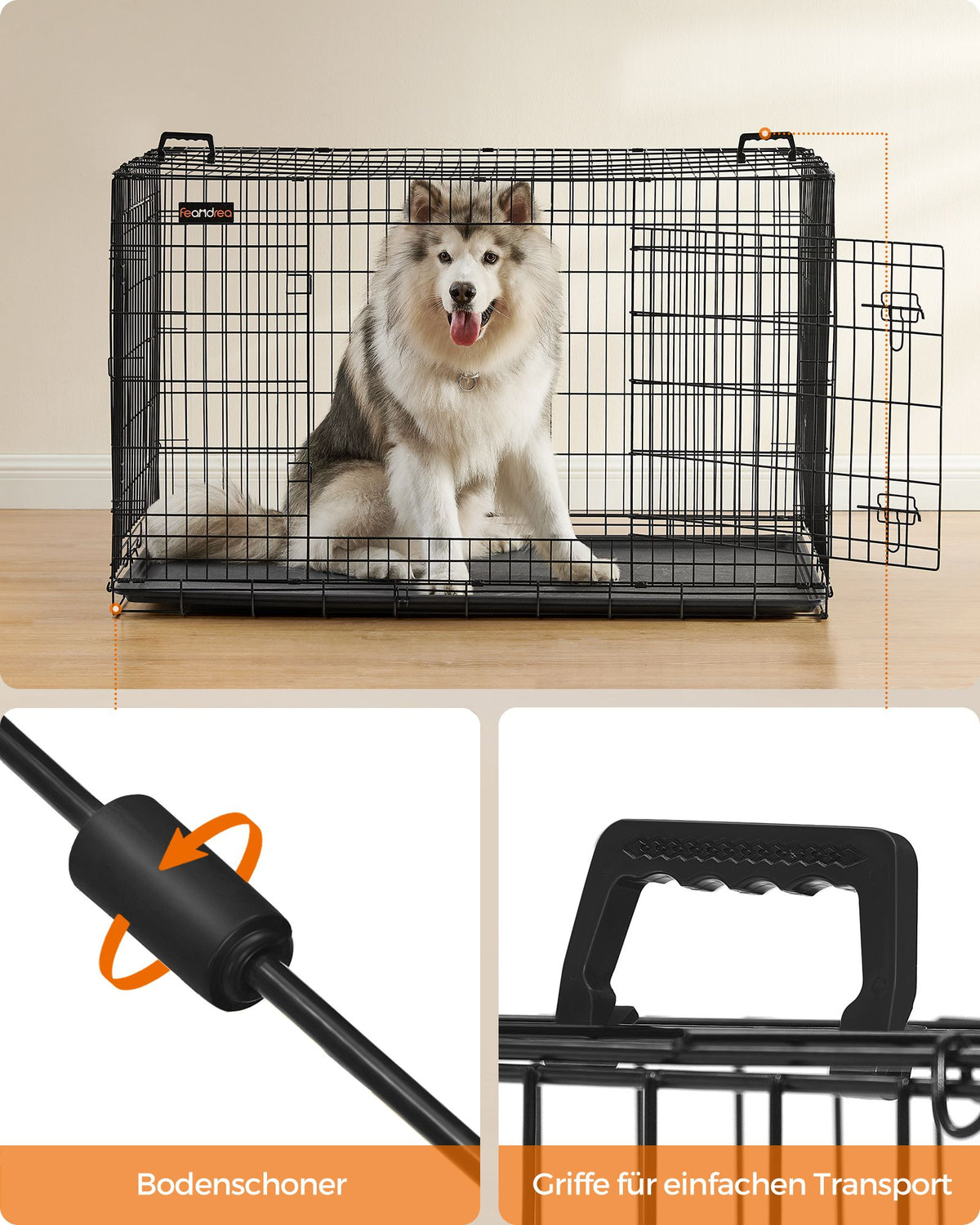 Foldable Dog Crate with 2 Doors XXXL Ink Black