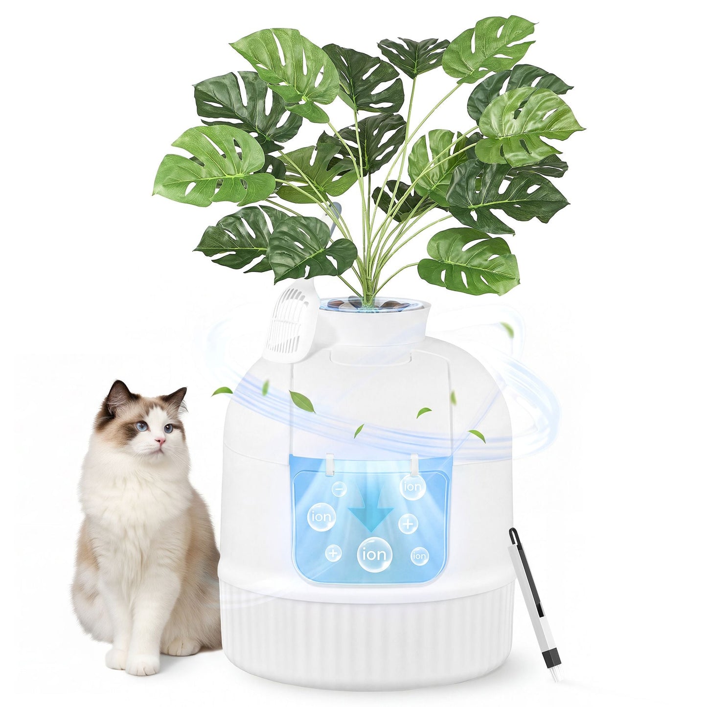 Plant Cat Litter Box Enclosure with Artificial Plant - image 14