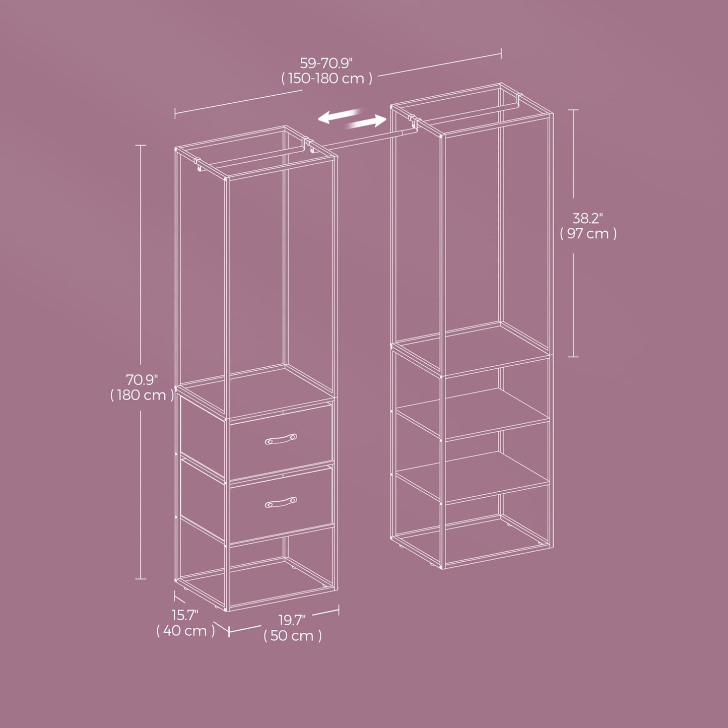 Freestanding heavy duty clothes rack with extendable hanging rod - image 10