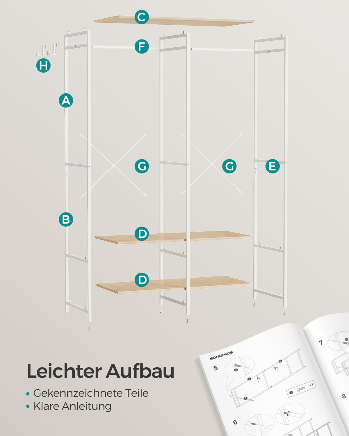Portable Clothes Wardrobe Natural Beige