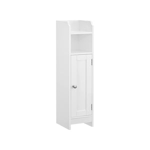 Small Bathroom Storage Corner Floor Cabinet with Doors and Shelves, Toilet Paper Holder Stand, Bathroom Storage Organizer, Narrow Bathroom Towel Toilet Paper Storage Cabinet, White UBBC310W01
