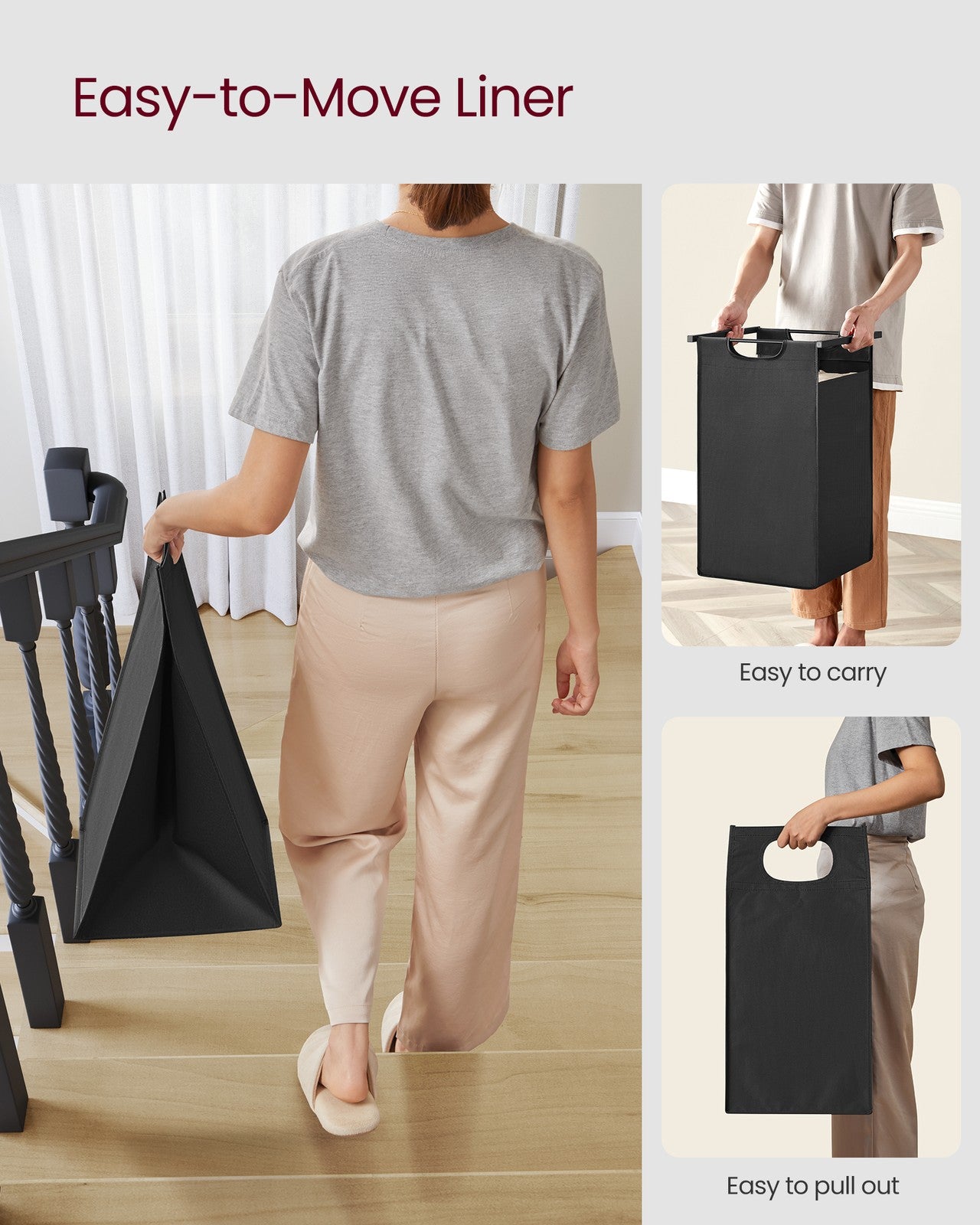 Laundry Hamper with 2 Pull-Out and Removable Bags, 2 x 12.1 Gallons (46L) - image 33