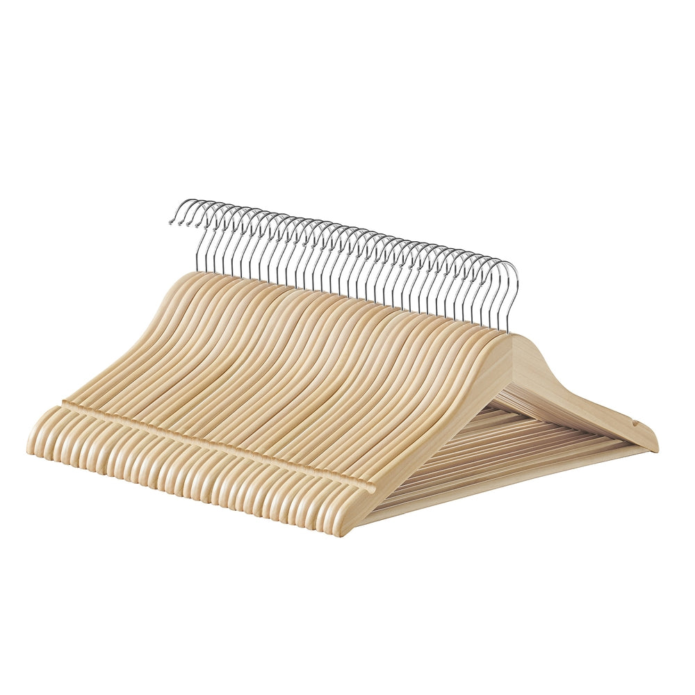 12-Pack Wooden Coat Hangers - Natural Beige / 36