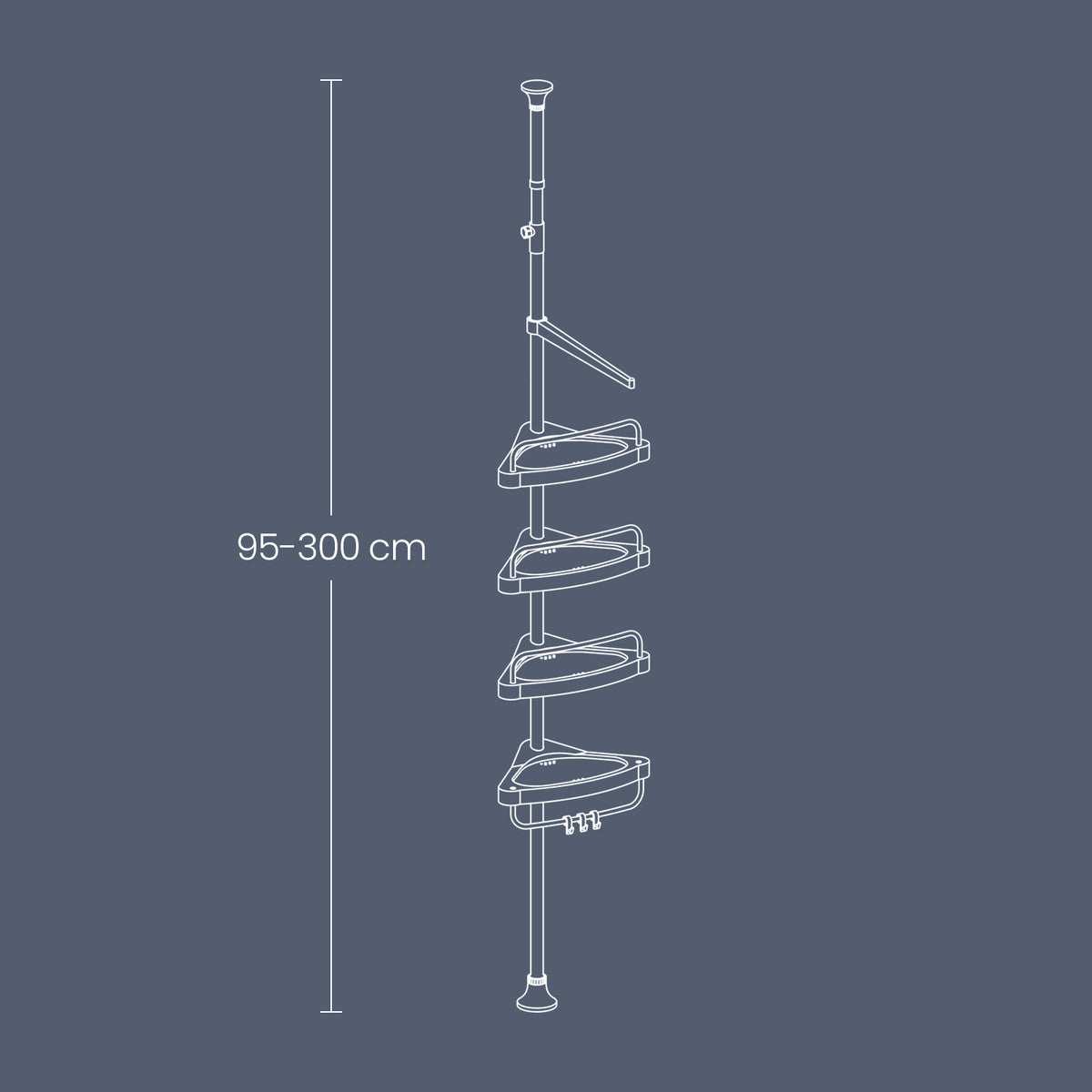 Shower Caddy, Telescopic Corner Shower Shelf for Bathroom, Stainless Steel - image 6