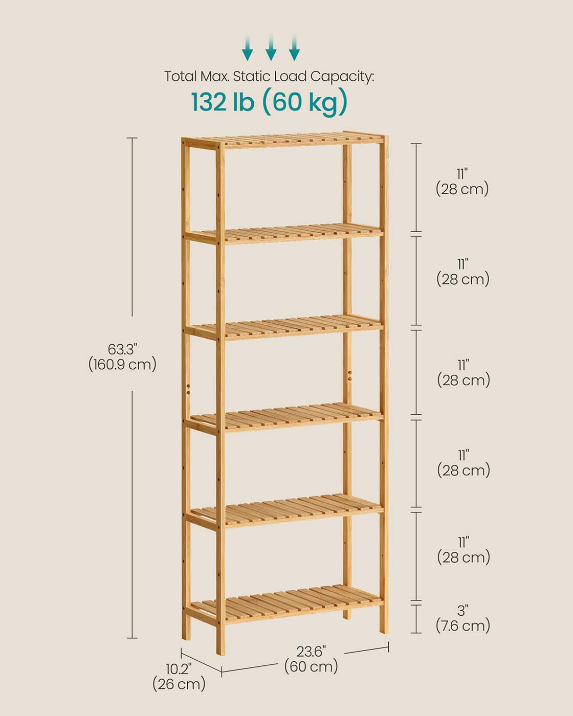 Bamboo storage shelf with six tiers - image 6