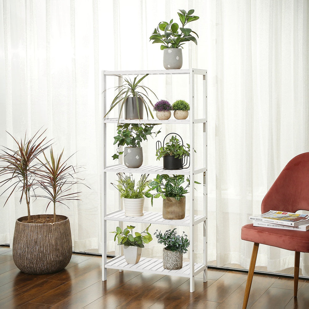 Bamboo Storage Shelf 5-Tier 26 x 60 x 130 cm White - image 9