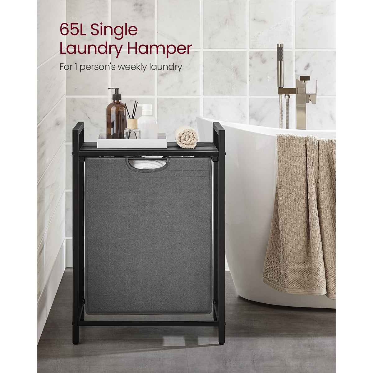 65L Laundry Basket Rustic Brown and Black - image 55