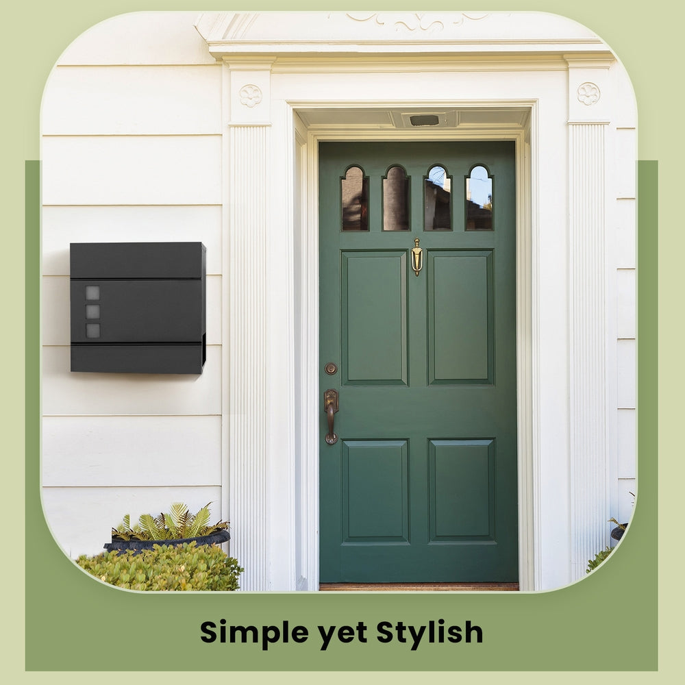 Modern Mailbox, Lockable Wall-Mounted Post Letter Box with Newspaper Holder, Easy to Install - image 11