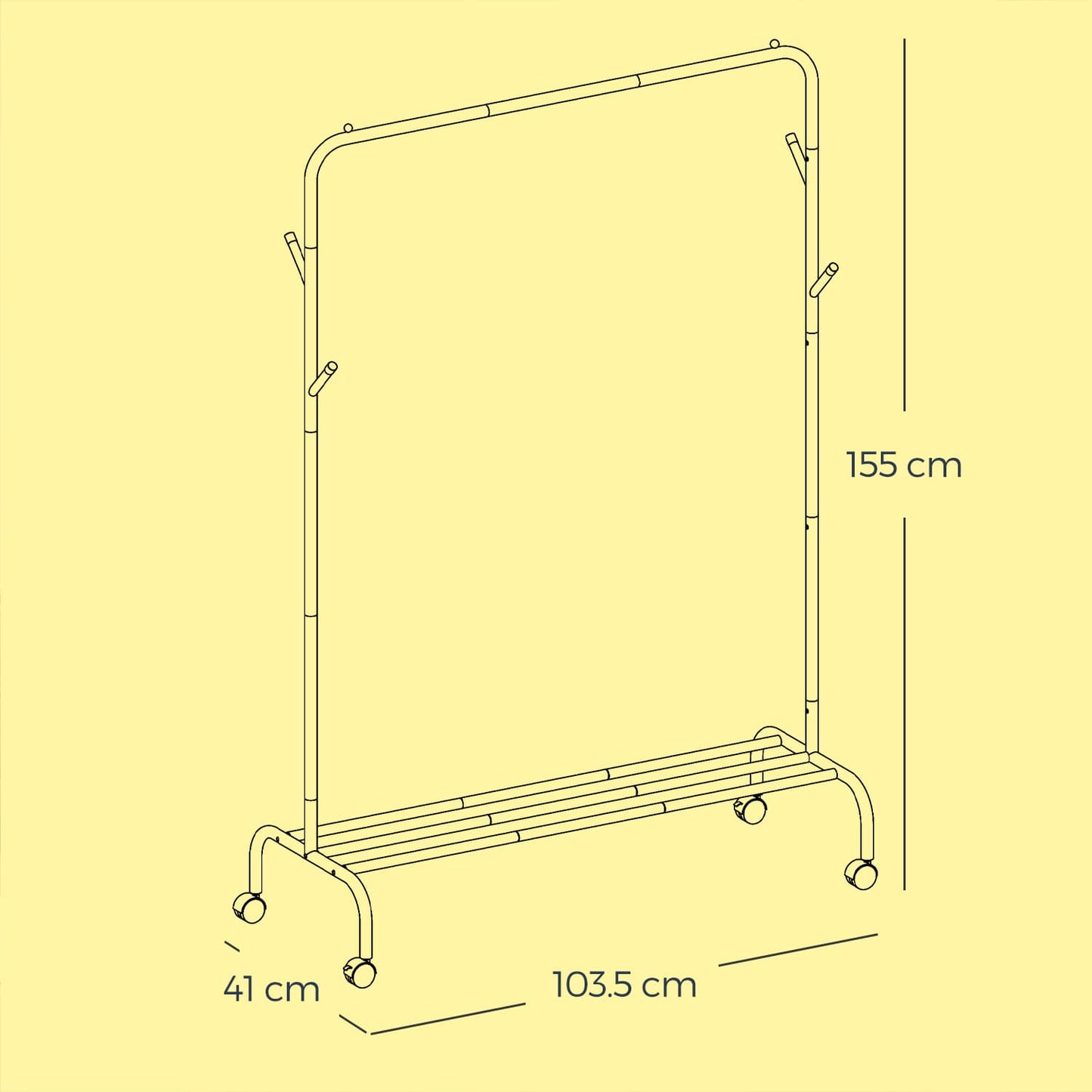 Clothes Rack, Single-Rod Clothing Rack with Wheels, Heavy-Duty Garment Rack - image 5