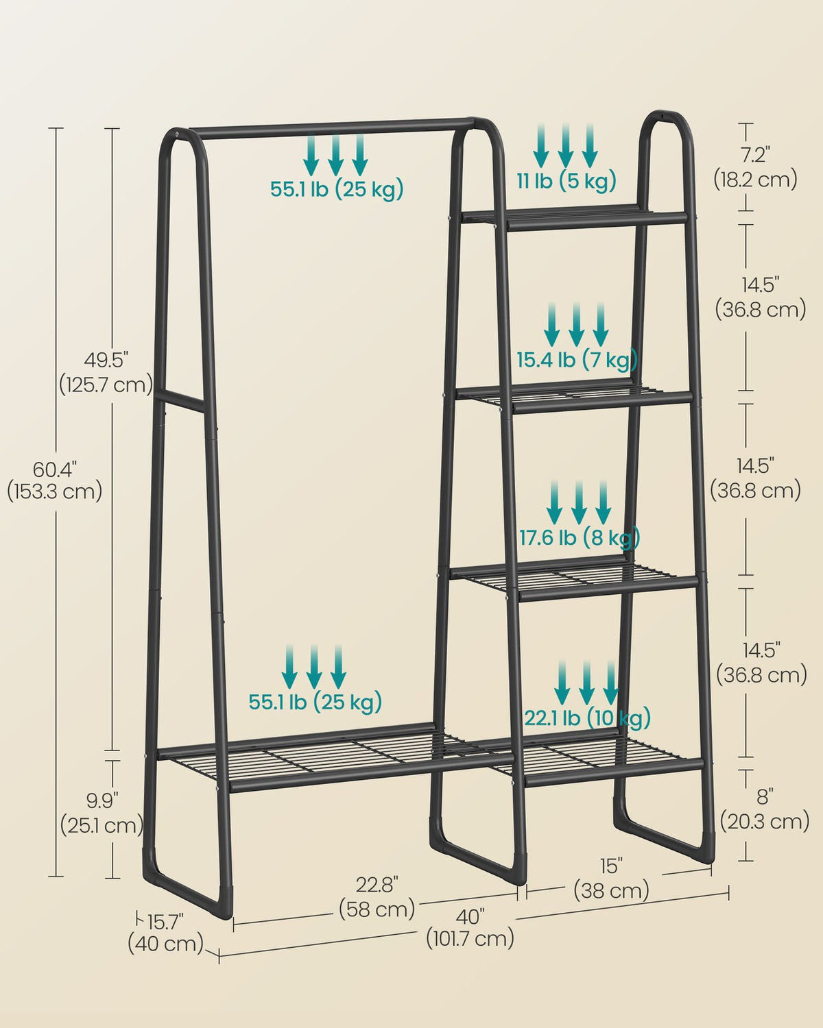 Freestanding Clothes Rack Matte Black - image 5