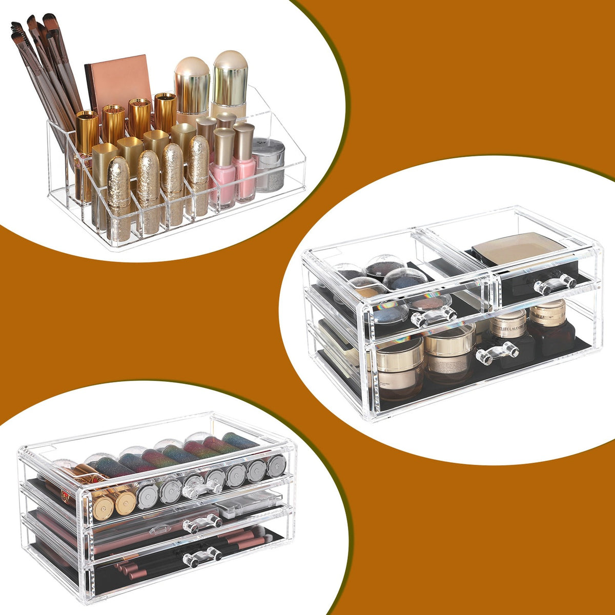 Large Acrylic Make up Organiser, Stackable Cosmetic Box with 6 Drawers, for Palette - image 5