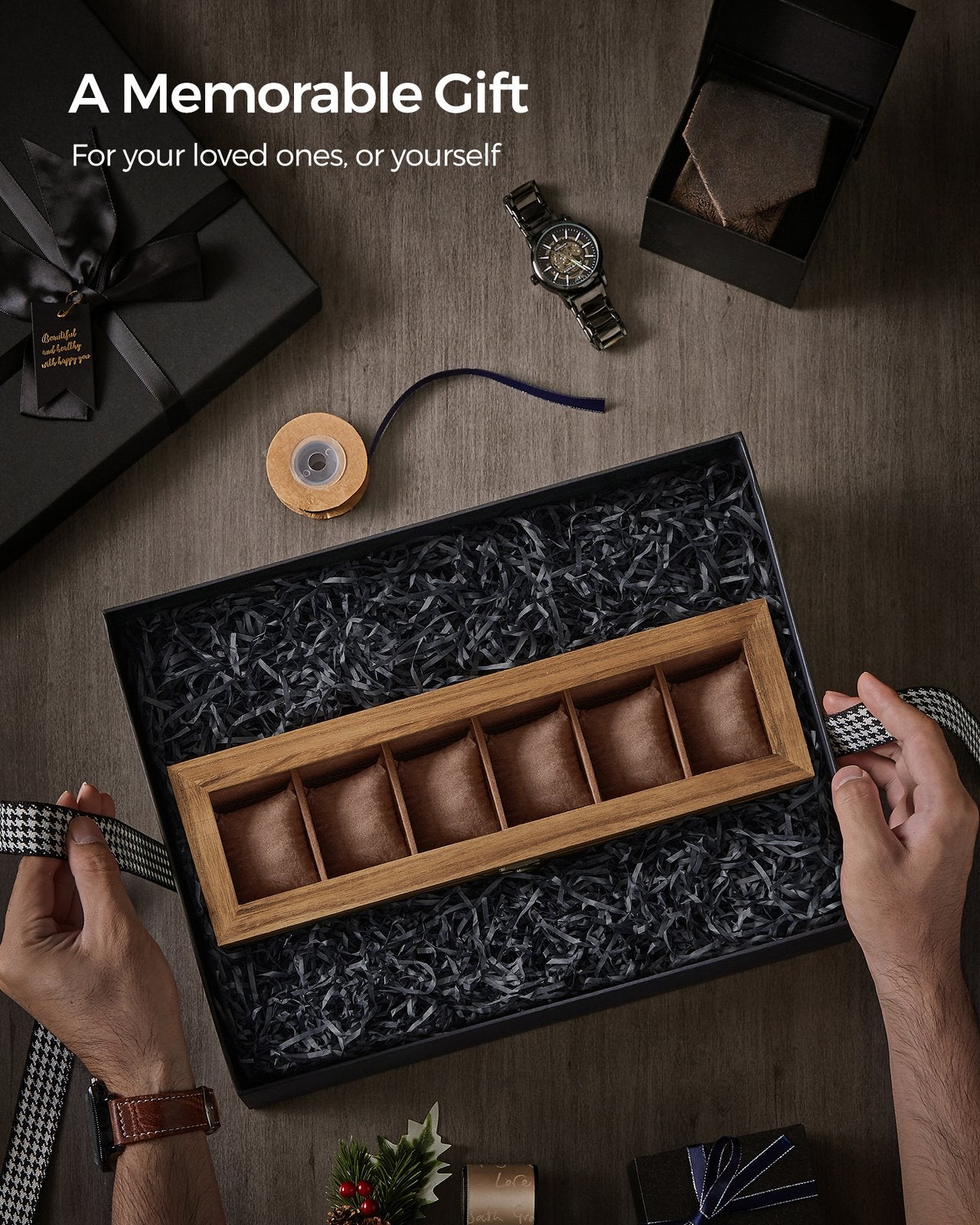 Watch Box with 6 Slots Rustic Walnut - image 8