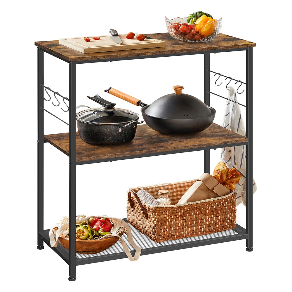 Bakers Rack with 3 Open Shelves and Metal Frame