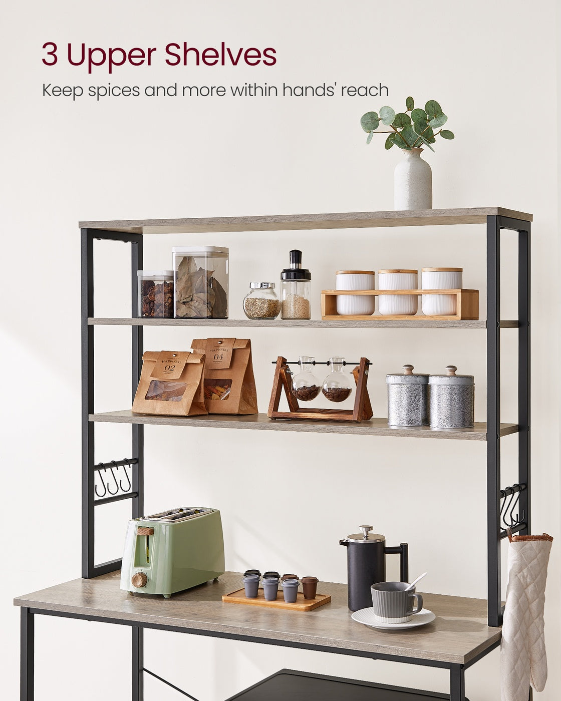 Kitchen Storage Rack with 6 Shelves and 6 Hooks - image 61