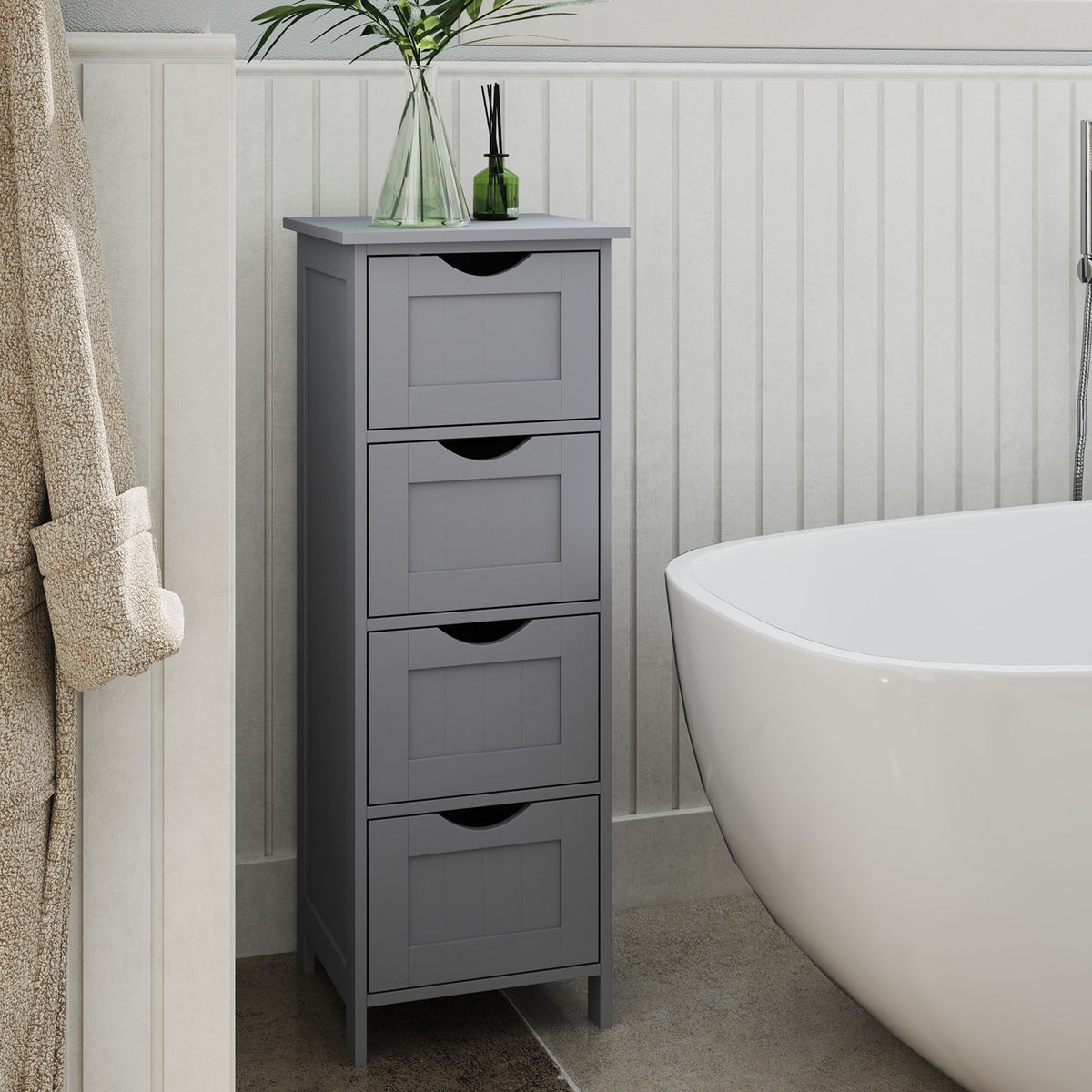 Freestanding Storage Cabinet for Bathroom, with Drawers, Modern Bathroom Storage Organiser Unit, Green - image 20