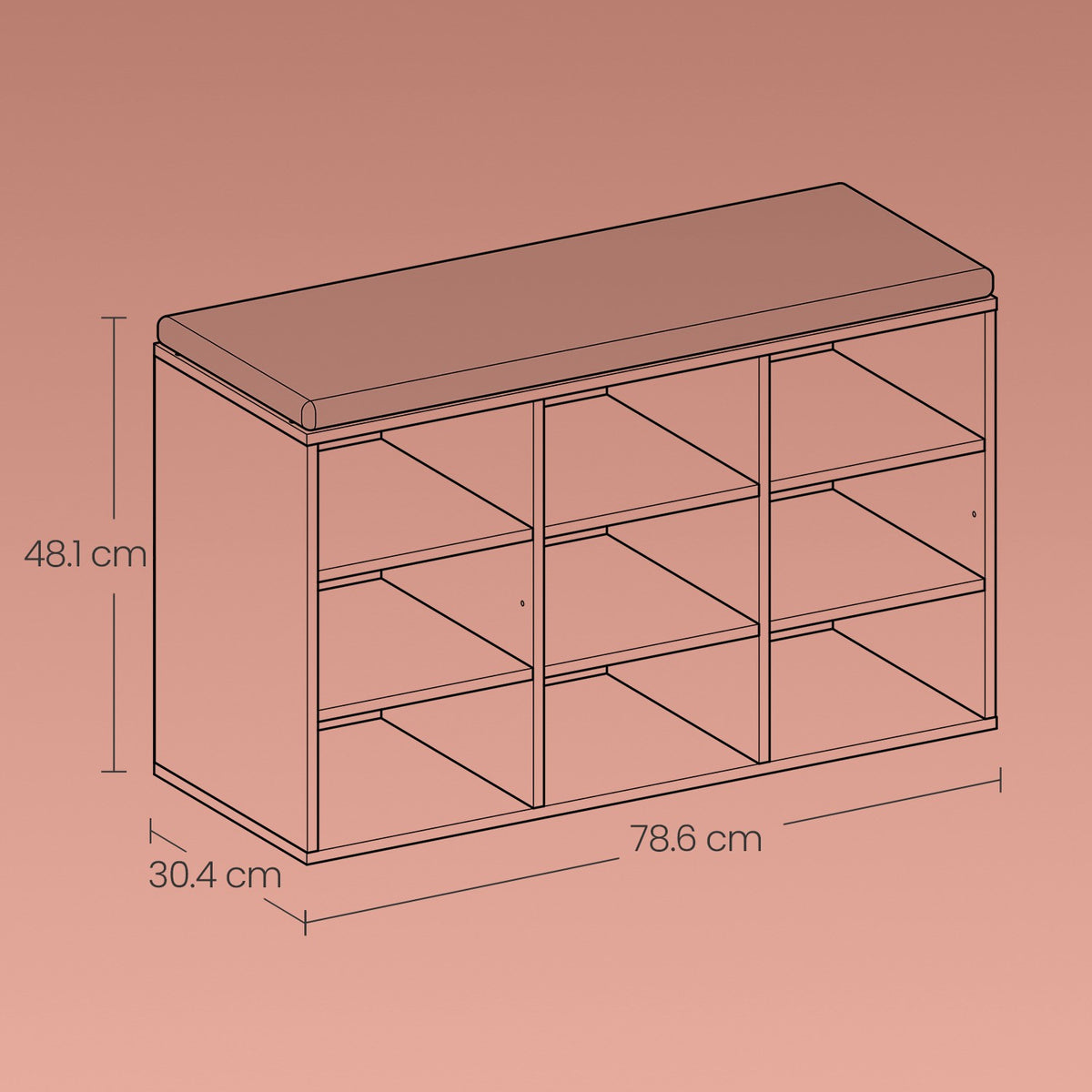 Shoe Bench, Storage Bench with Padded Seat, 9 Compartments - image 5