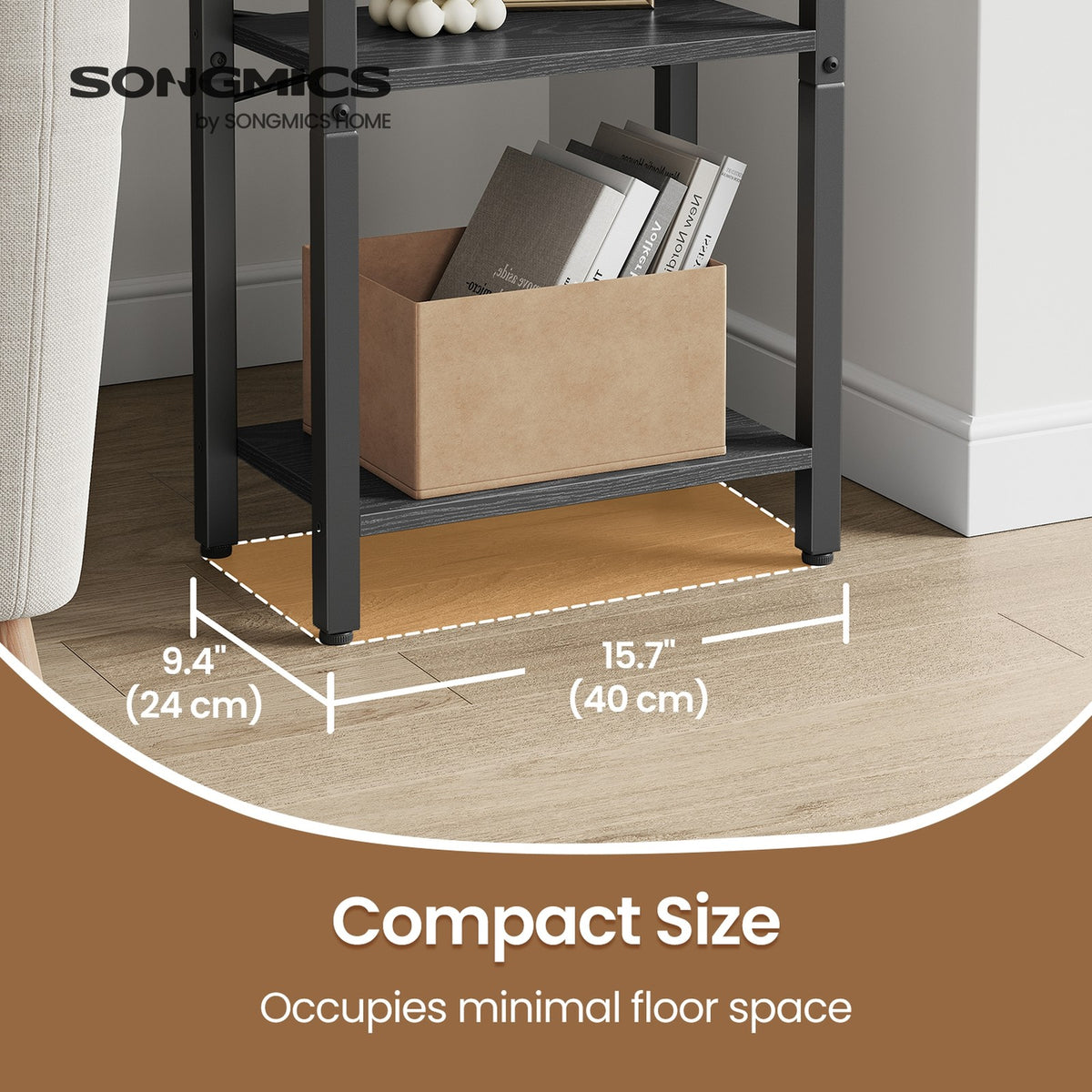 4-Tier Tall Bookshelf, Narrow Bookcase, Skinny Book Shelf for Living Room - image 5