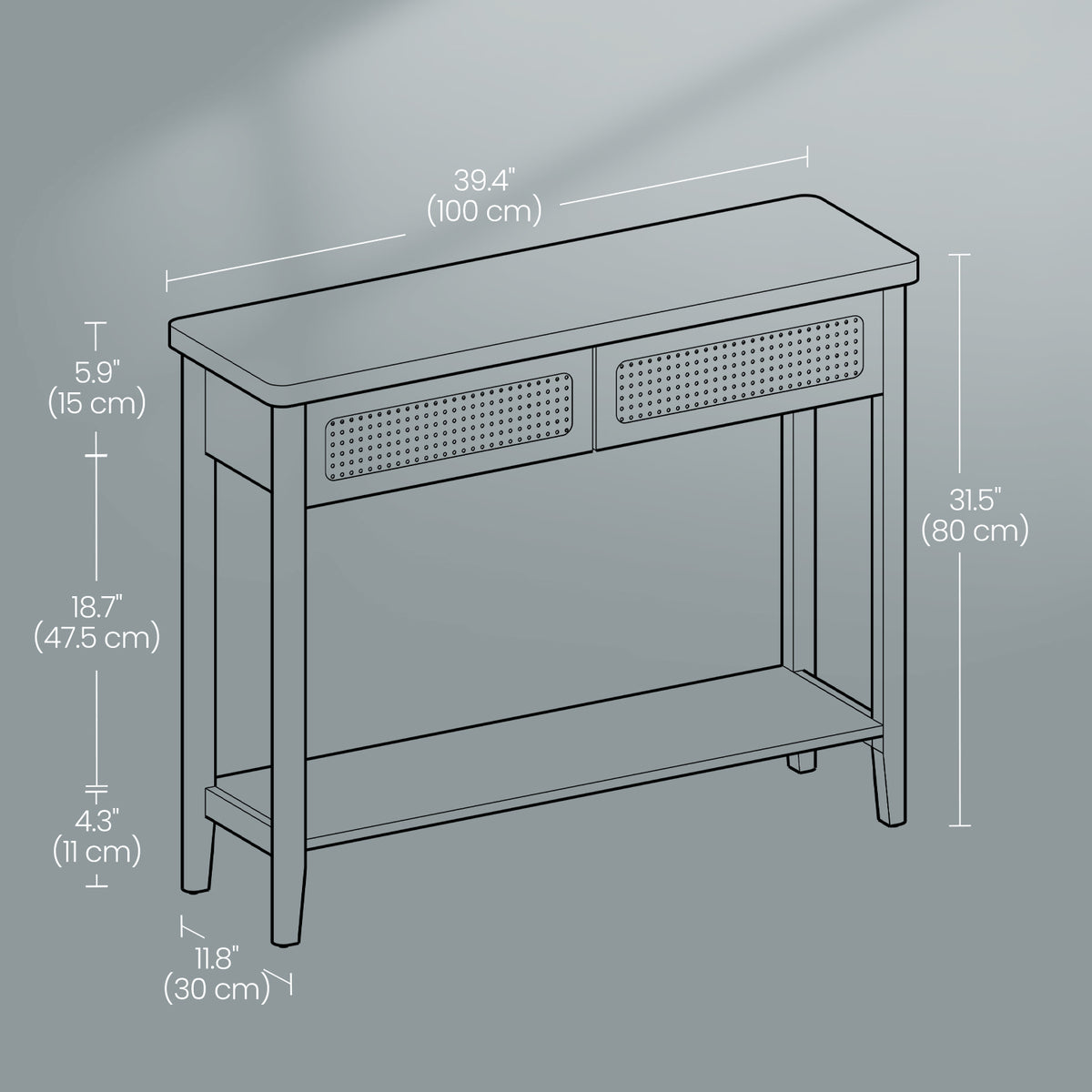Console Table, Narrow Entryway Table, Entry Table with 2 Drawers - image 5