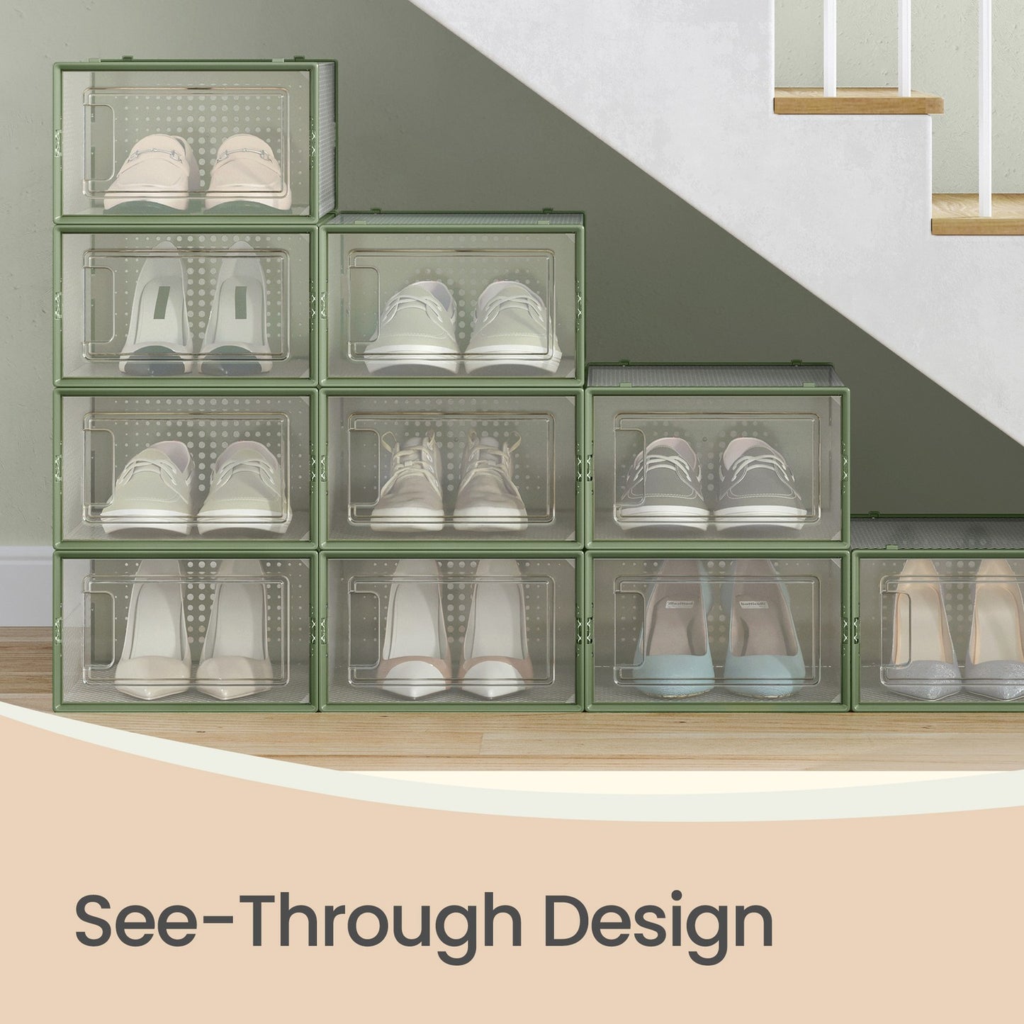 Stackable Shoe Boxes, Pack of 12 Shoe Storage Organizers, 13.1 x 9.1 x 5.6 Inches - image 8