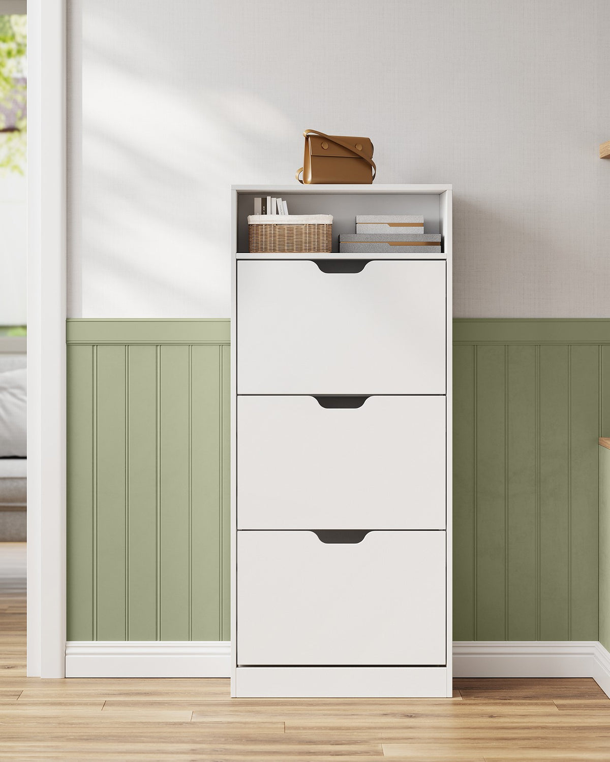 Shoe Cabinet 3 Flip Doors Cloud White - image 8