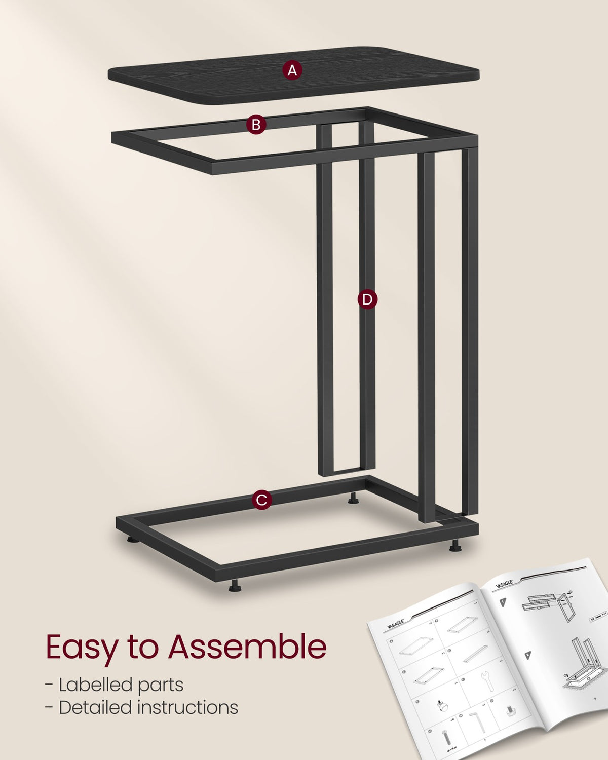 Side Table with Steel Frame and Castors - image 8