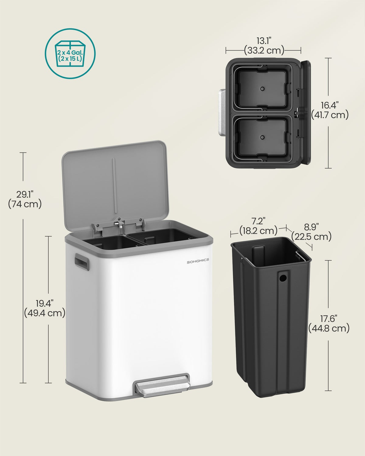 Double Bin for Recycling and Waste Ink Black - image 20