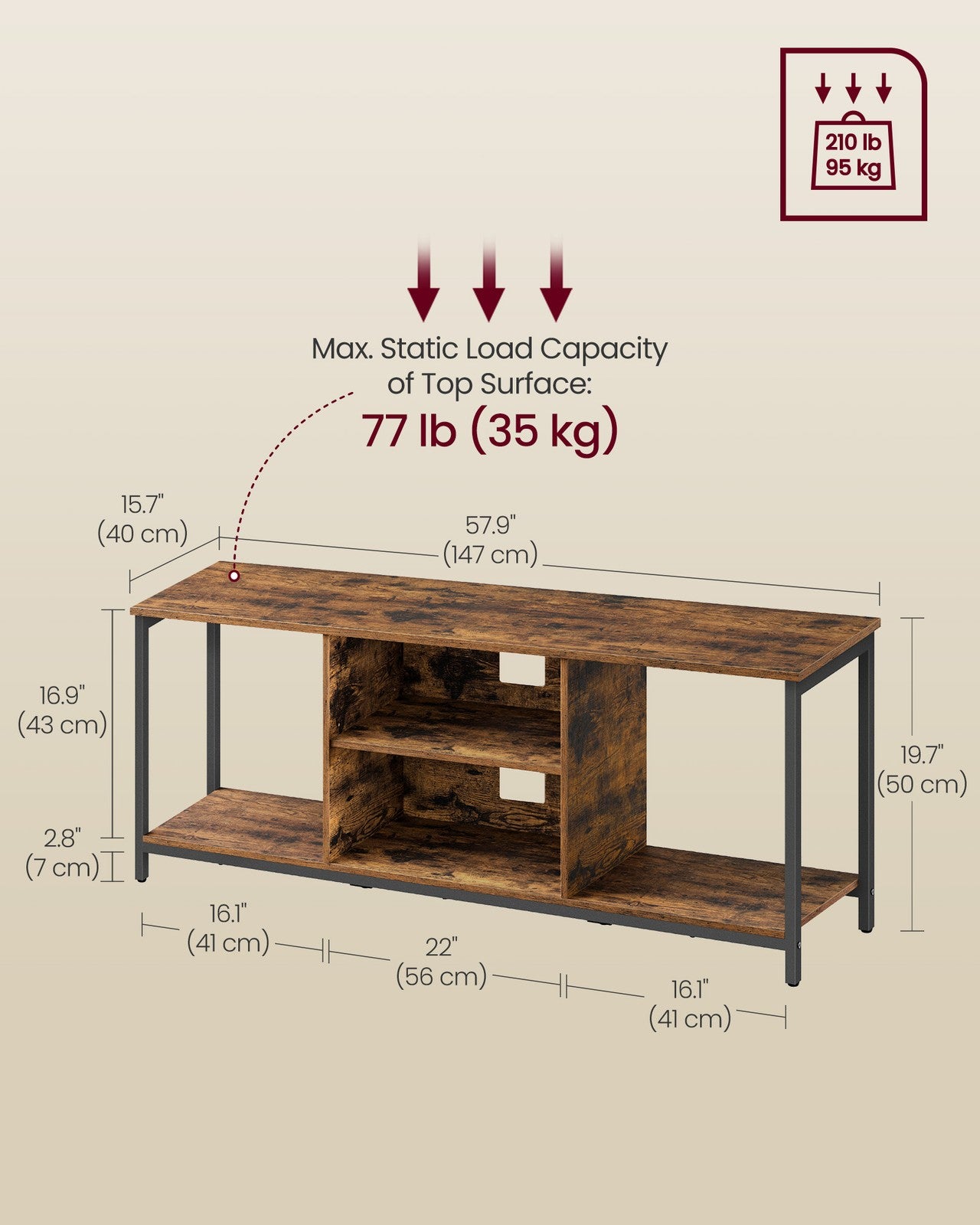 Stand for TV up to 65 Inches, TV Cabinet with Open Shelves - image 6