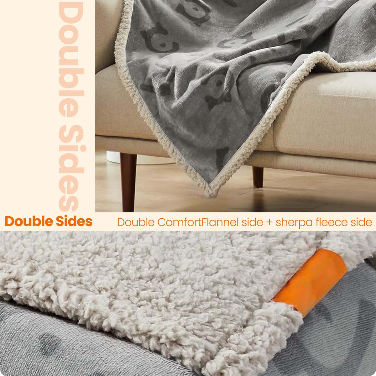 Waterproof Dog Blanket, Sherpa Fleece Pet Blanket, Machine Washable - image 5