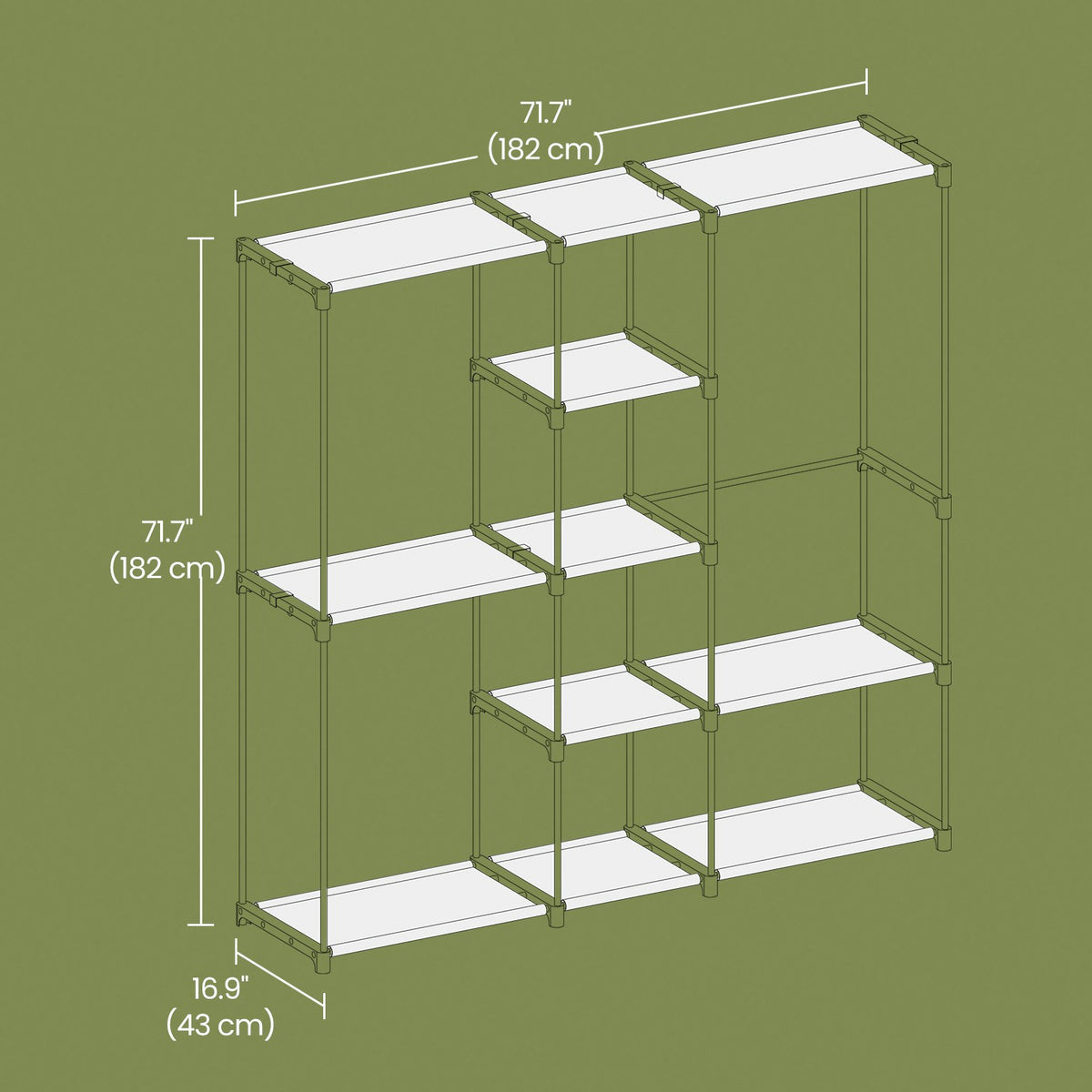 Portable Open Wardrobe, Clothes Rack, Freestanding Wardrobe with Clothes Rails and Fabric Shelves for Bedroom - image 10