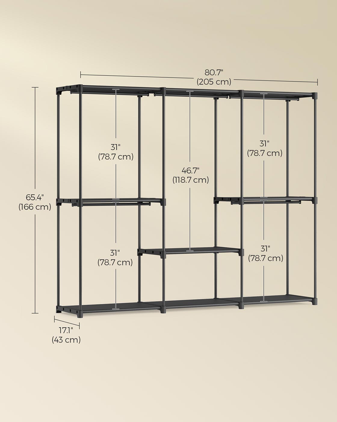 Foldable Wardrobe with Clothes Rails 43 x 124 x 182 cm - image 16