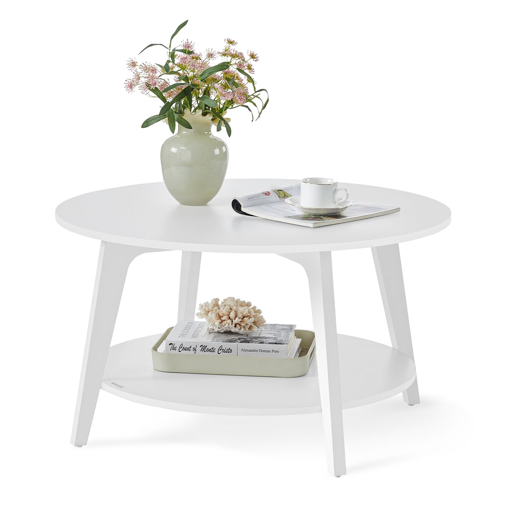 2 Tier Round Coffee Table - Snow White