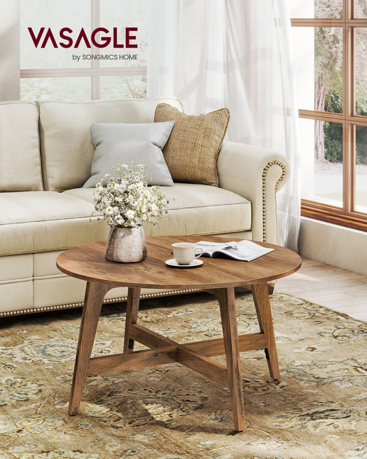 Round Coffee Table, 31.5 Inches, Honey Brown - image 2
