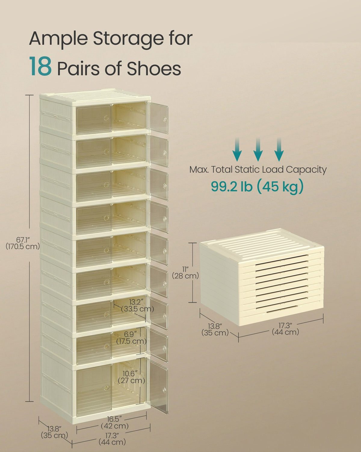 Foldable Shoe Storage Organizer for Closet, Stackable Sneaker Cabinet with Magnetic Door - image 3