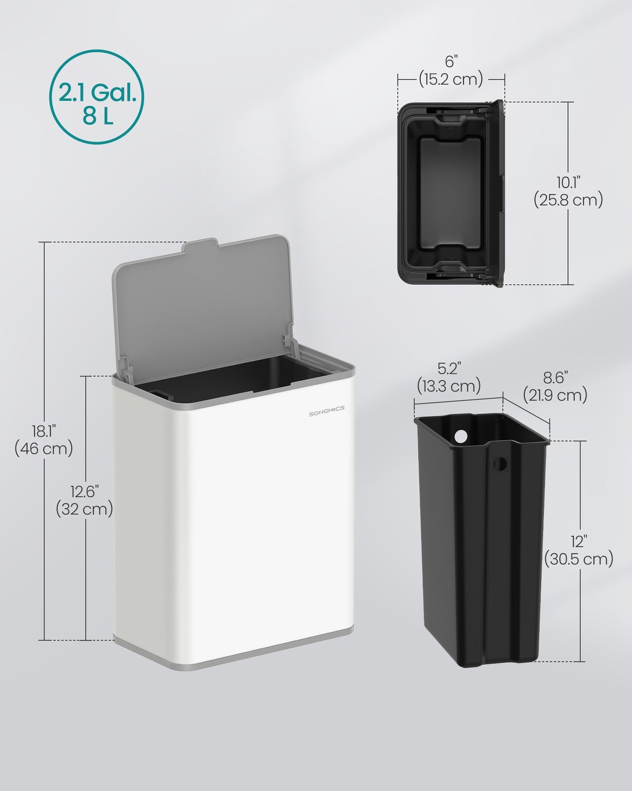 2.1-Gallon Hanging Trash Can with Lid - image 14