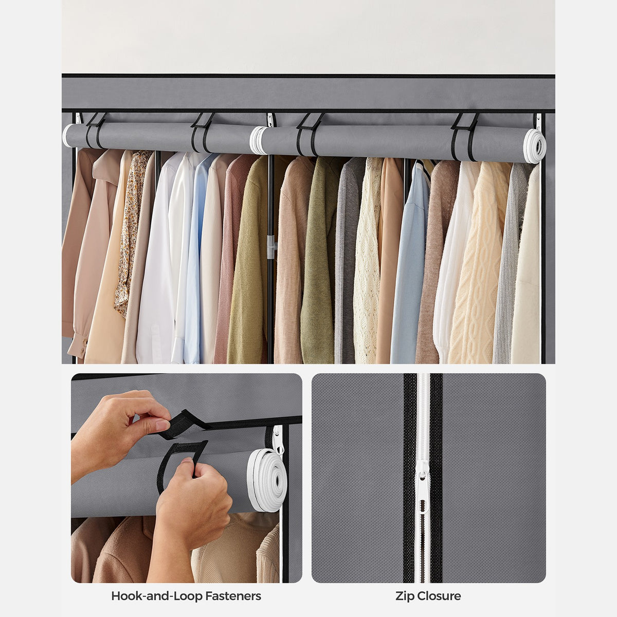 Portable Closet with 4 Hanging Rods