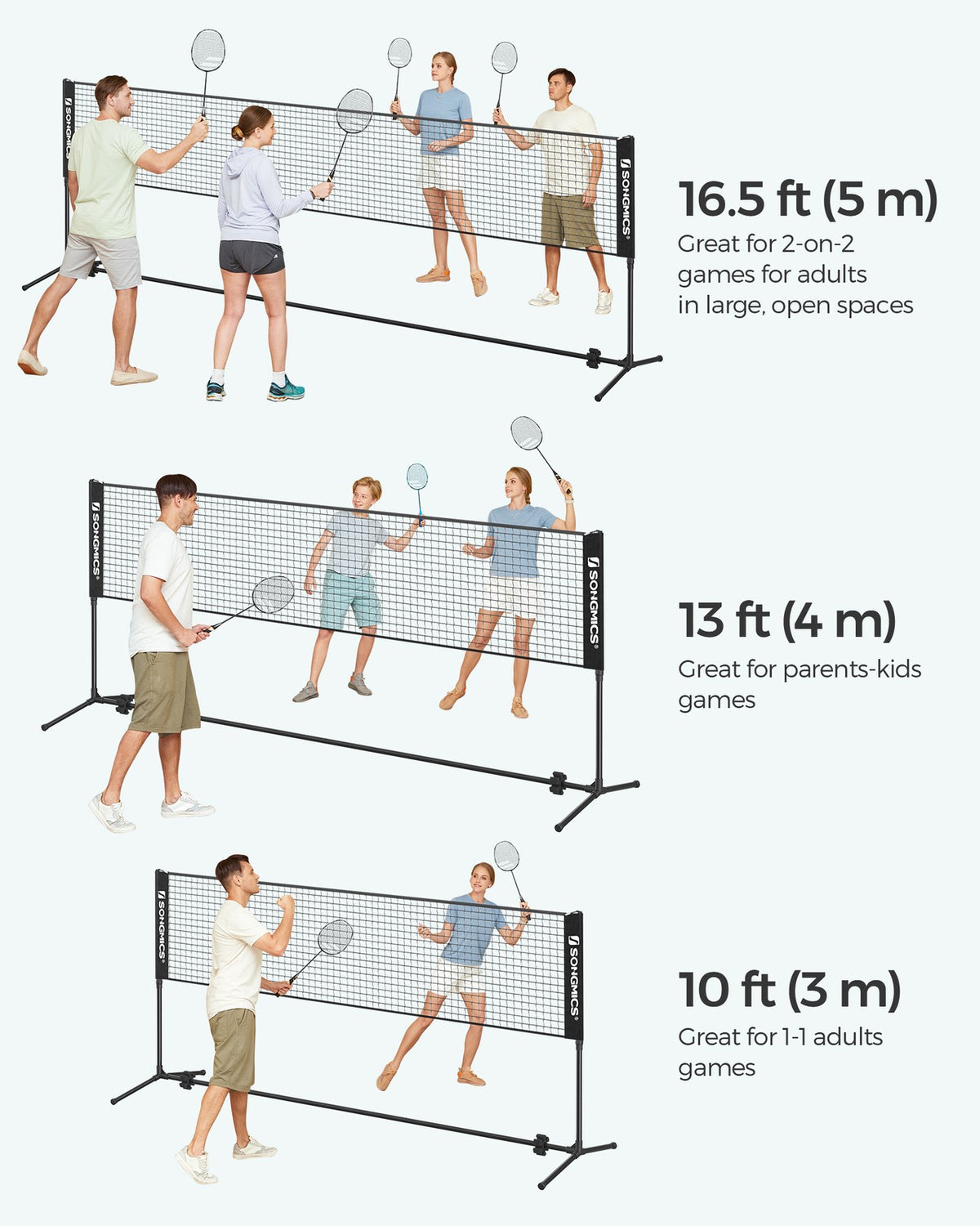 Badminton Net Set, Portable Sports Set for Badminton, Tennis, Kids Volleyball, Pickleball