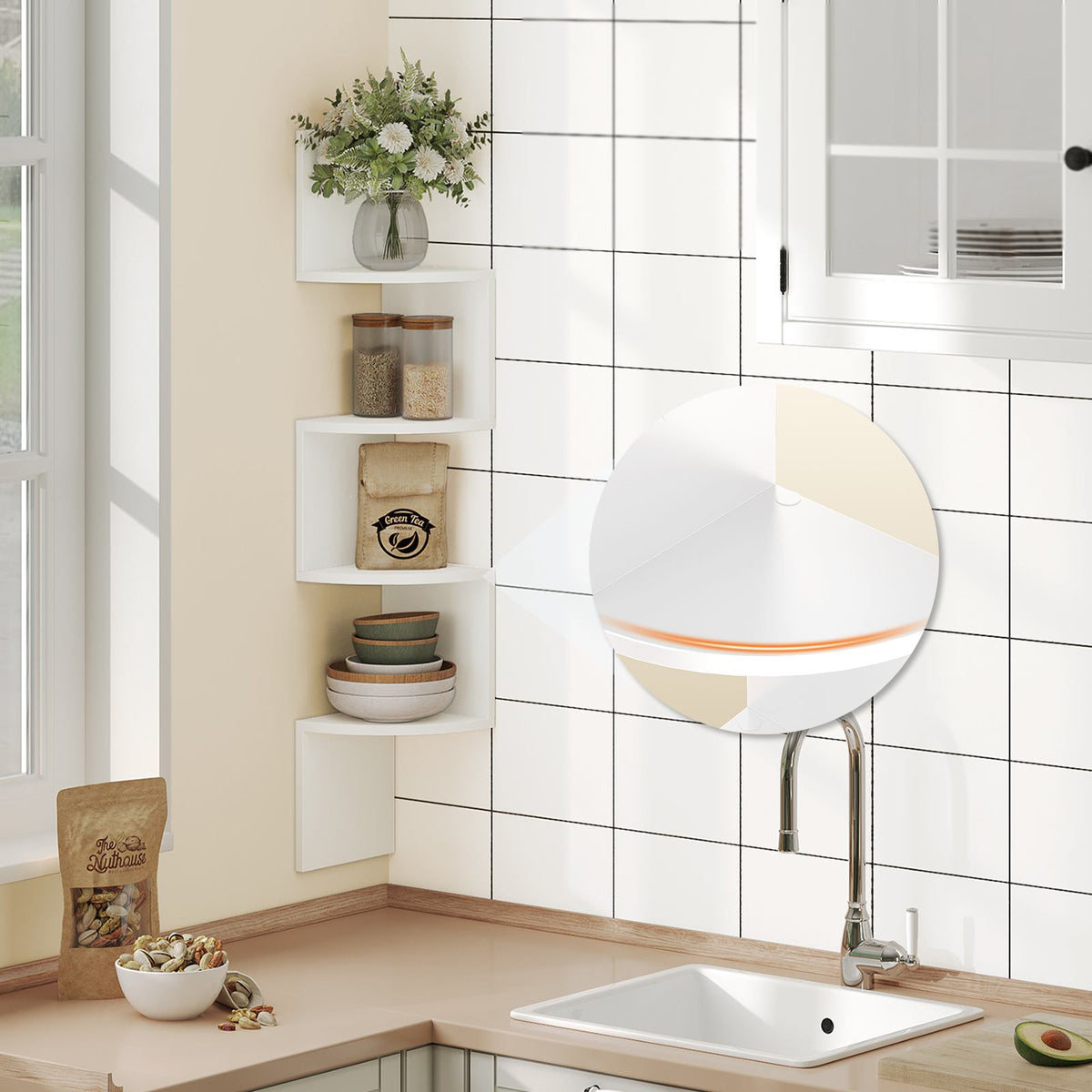 Corner Shelf Wall-Mounted - White