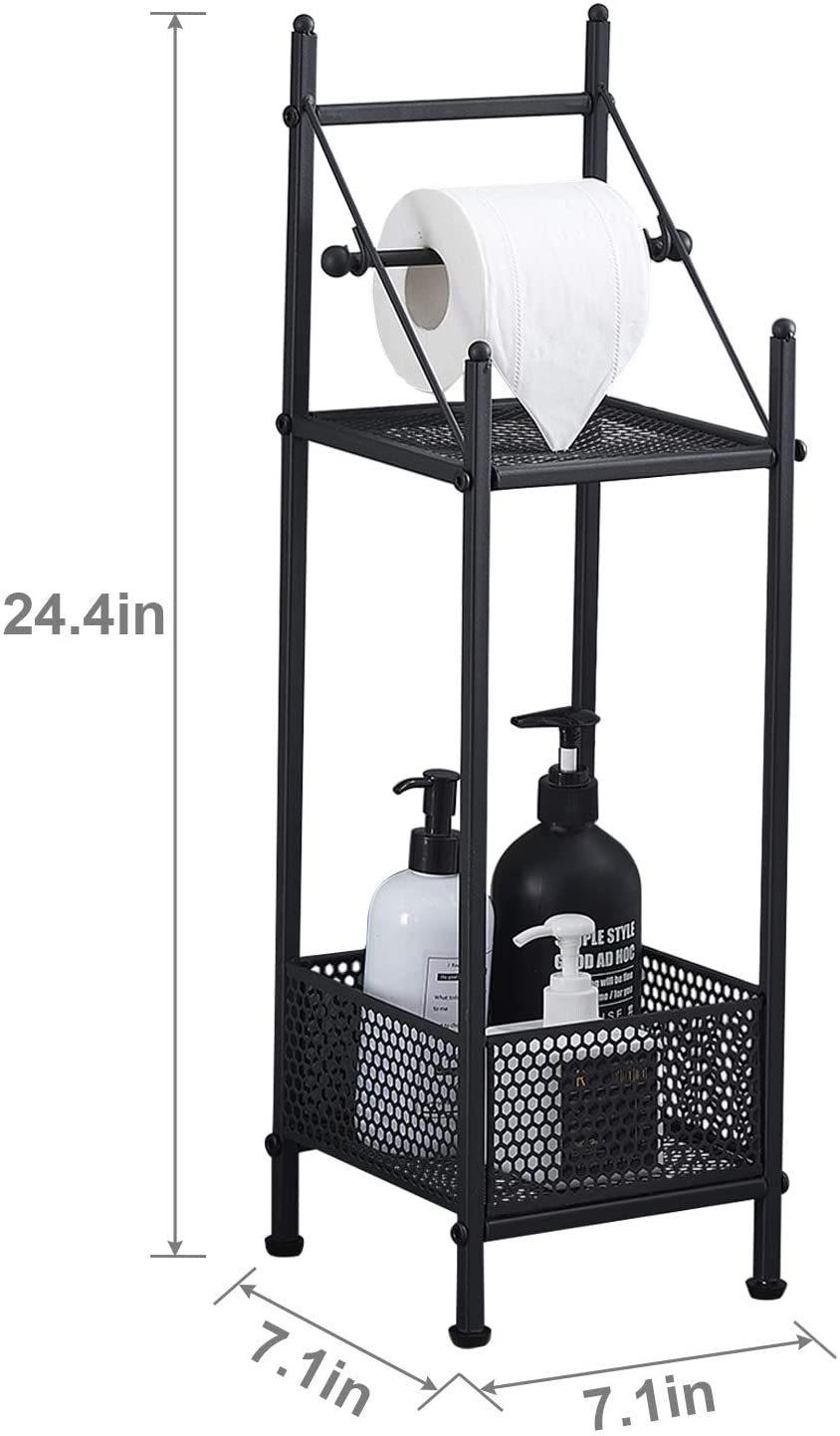 2-Tier Bathroom Toilet Paper Shelves, Towel Rack with Towel Bar