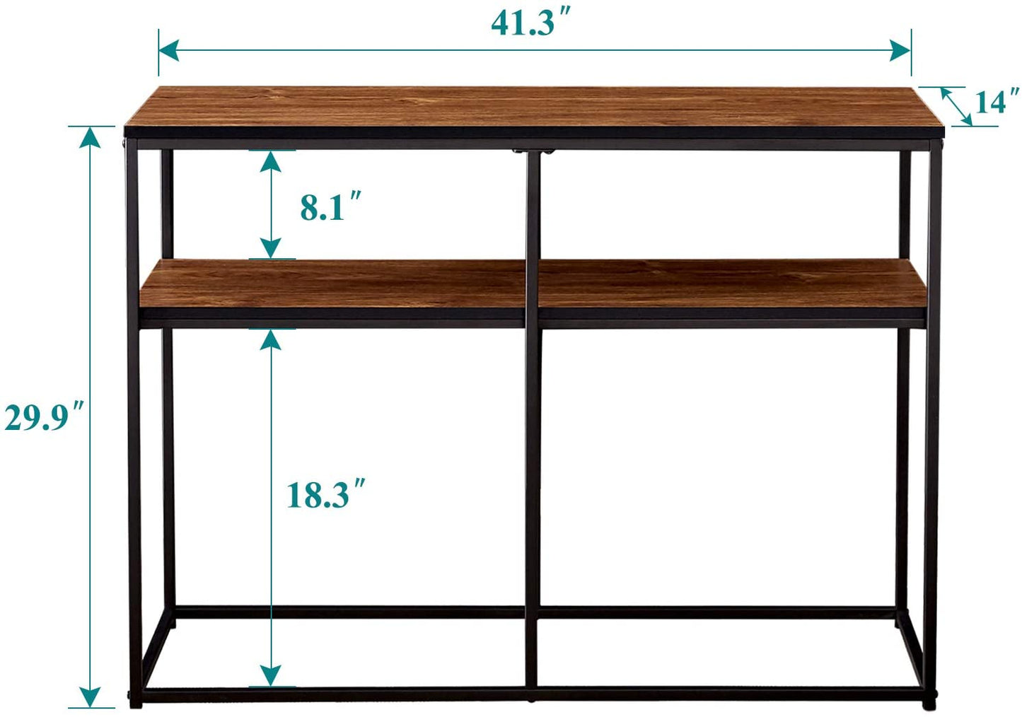 Multipurpose Console, Narrow Sofa 3-Tier Rustic Hallway Table with Storage Shelves