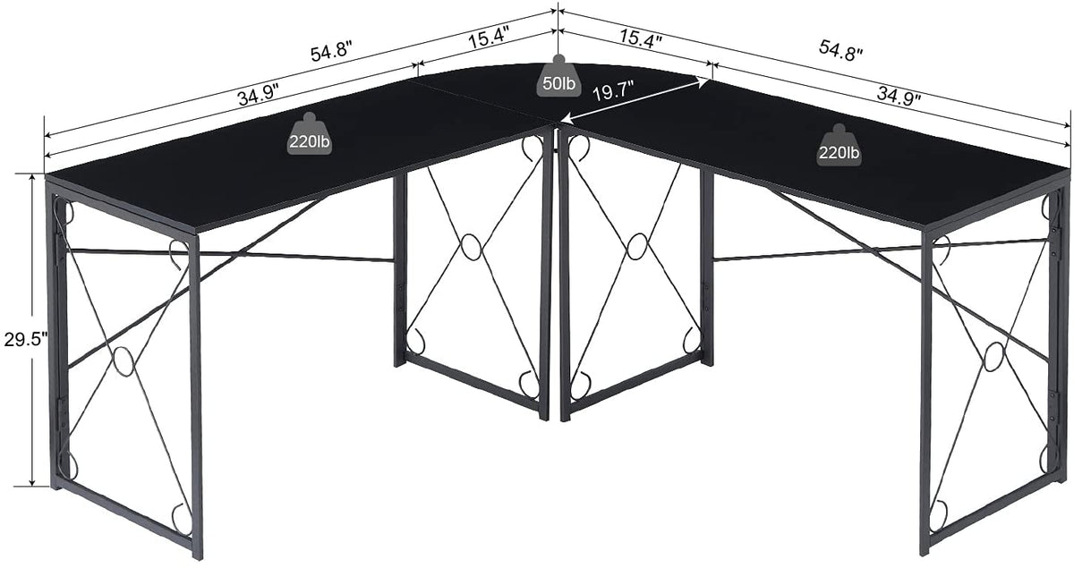 59’’x59’’ L Shaped Computer Desk, Large Corner Gaming Table, Multi-Usage