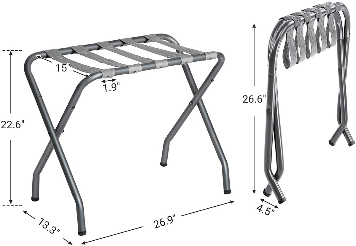Metal Folding Luggage Rack, Pack of 2, Gray