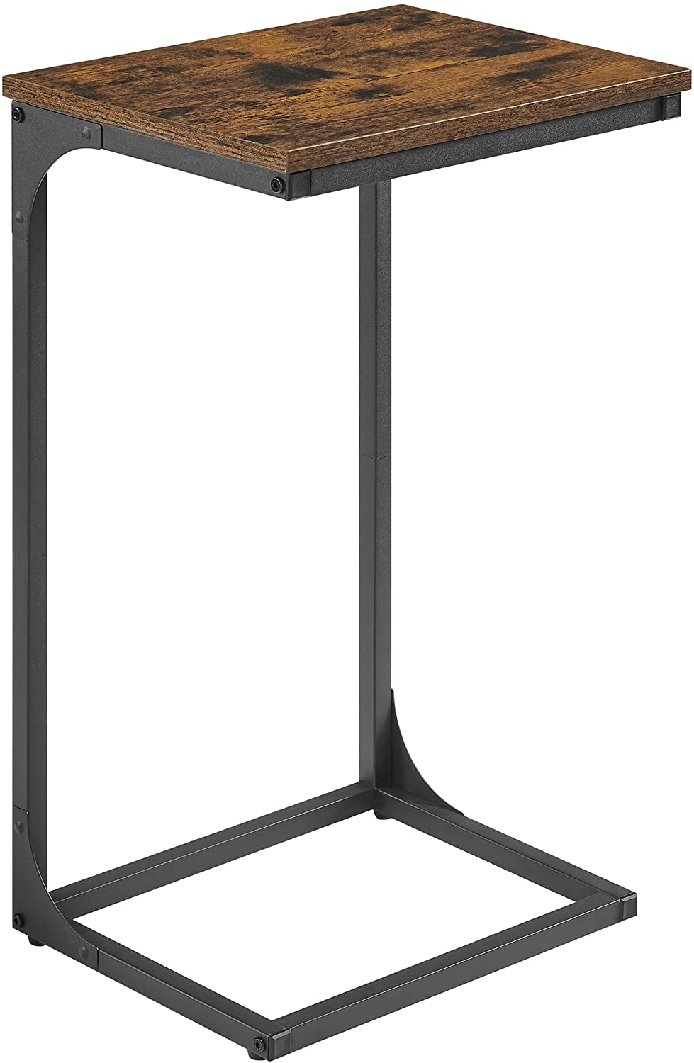 Products C-Shaped Side Table, End Table for Sofa, Couch Table with Metal Frame, Rustic Brown and Black