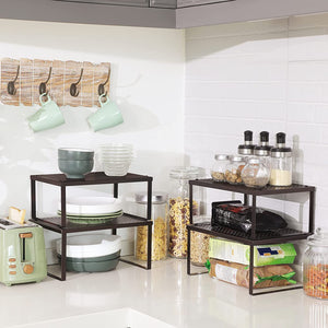 Set of 4 Expandable Metal Cabinet Shelf Organizer - HWLEXTRA