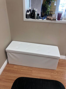 43 Inches Faux Leather Folding Storage Ottoman Bench, Storage Chest Footrest Padded Seat