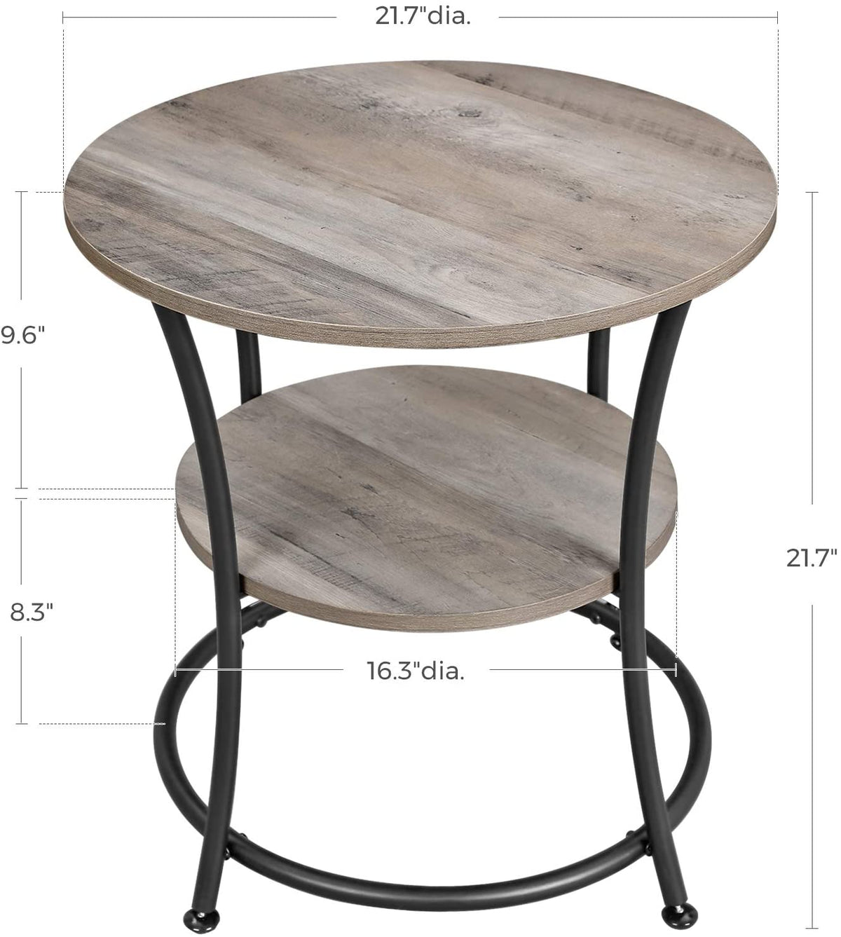 Side Table | Round End Table with Shelves - HWLEXTRA