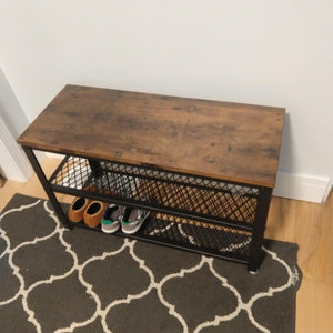 Shoe Bench, 3-Tier Shoe Rack, 28.7 Inches Long Storage Shelves, for Entryway - HWLEXTRA