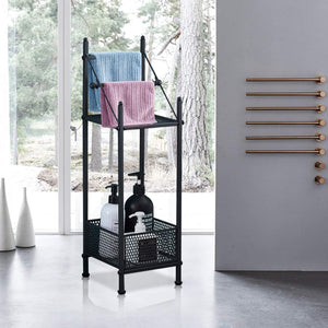 2-Tier Bathroom Toilet Paper Shelves, Towel Rack with Towel Bar