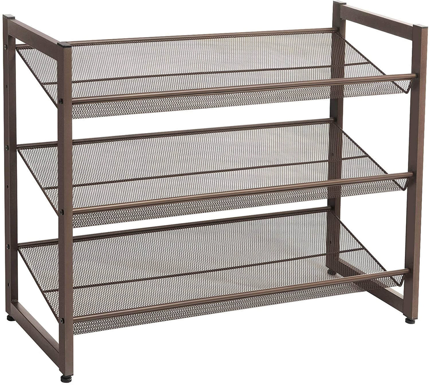 Bronze Metal Shoe Rack with Adjustable Shelves - HWLEXTRA