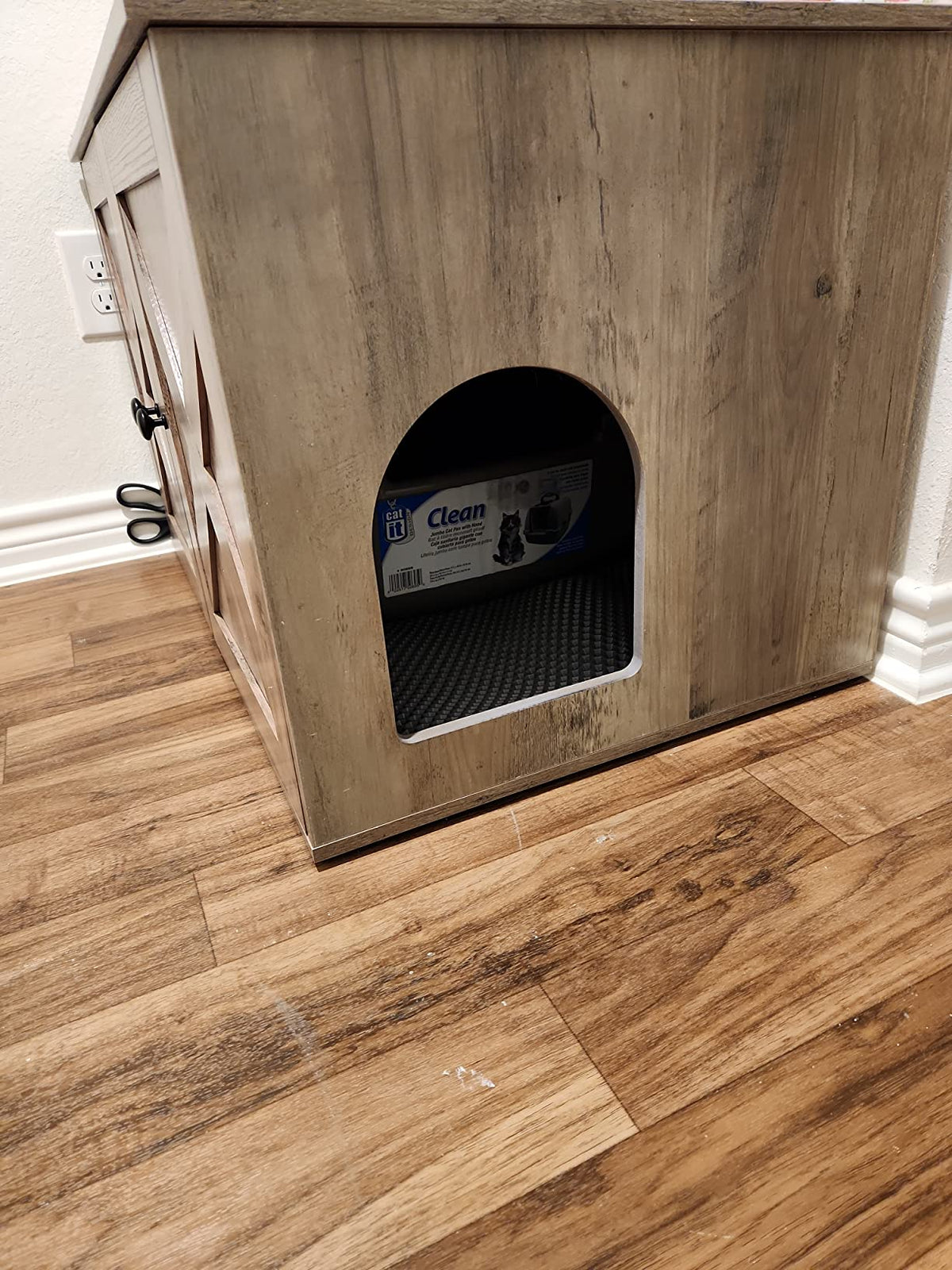 Hidden Cat Litter Box Enclosure, Wooden Cabinet Furniture, Cat Washroom with Doors
